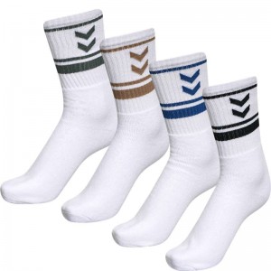 Hummel 4 Pack Triple Stripe Crew Strumpor Dam Svarta | 690918-483
