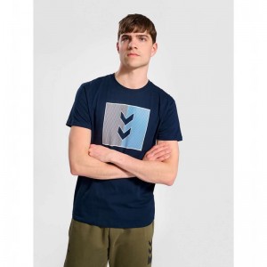 Hummel Active Stripe Co S/S T-shirt Herr Marinblå | 939550-575
