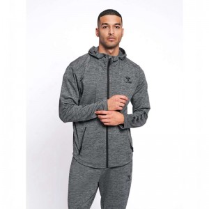 Hummel Aston Zip Hoodie Herr Grå | 197347-292