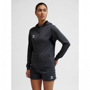 Hummel Authentic Pl Zip Hoodie Dam Svarta | 292518-741