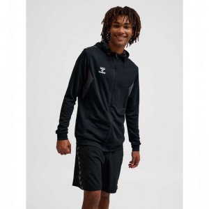 Hummel Authentic Pl Zip Hoodie Herr Svarta | 149042-042