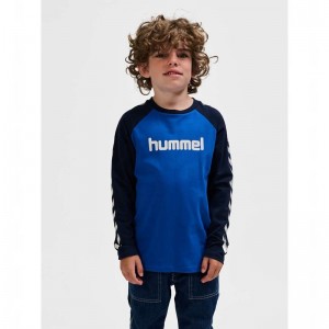 Hummel Boys L/S T-shirt Barn Blå | 640163-818