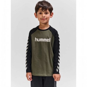 Hummel Boys L/S T-shirt Barn Olivgröna | 253886-355