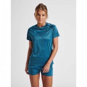 Hummel Core Xk Core Poly S/S T-shirt Dam Blå | 583549-726