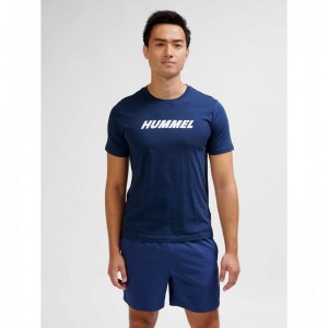 Hummel Elemental Logo Cotton T-shirt Herr Marinblå | 570910-207