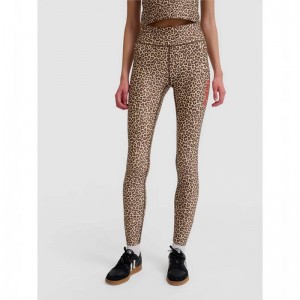 Hummel Fast Mid Waist Strumpbyxor Dam Leopard | 935430-155