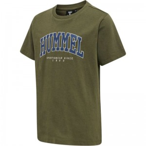 Hummel Fast S/S T-shirt Barn Olivgröna | 350198-738