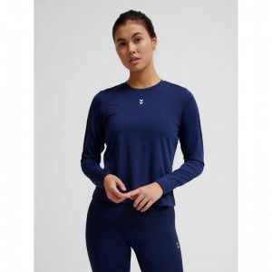 Hummel Fast W L/S T-shirt Dam Marinblå | 401085-778