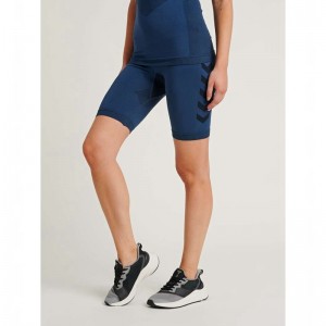 Hummel First Seamless Tr Sht Tigh W Shorts Dam Marinblå | 332393-371