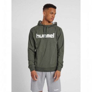 Hummel Go Cotton Logo Hoodie Herr Olivgröna | 501808-991