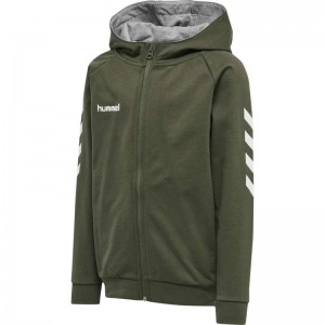 Hummel Go Cotton Zip Hoodie Barn Gröna | 644407-405