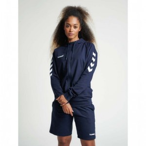 Hummel Go Cotton Zip Hoodie Dam Marinblå | 137902-376