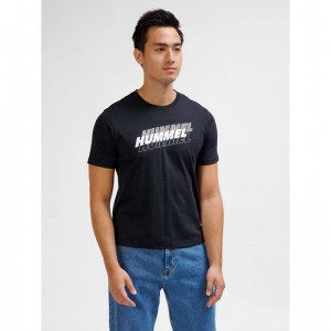 Hummel Graphic Triple Logo Cotton T-shirt Herr Svarta | 135989-960