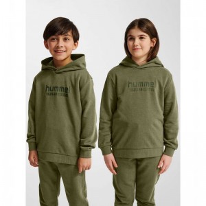 Hummel Jr Base Hoodie Barn Gröna | 266733-499