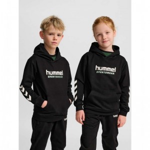 Hummel Jr Logo Hoodie Barn Svarta | 660181-846