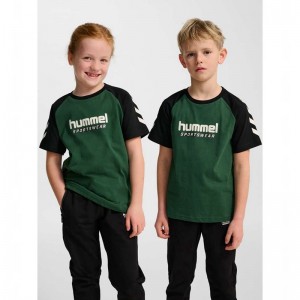 Hummel Jr Logo S/S T-shirt Barn Gröna | 201692-540