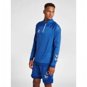 Hummel Lead Half Zip Hoodie Herr Blå | 531298-180