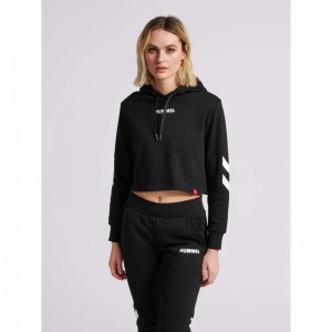 Hummel Legacy Cropped Hoodie Dam Svarta | 962158-716