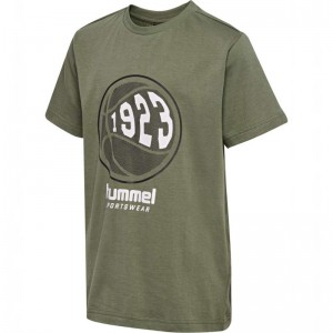 Hummel Leo S/S T-shirt Barn Olivgröna | 877082-861