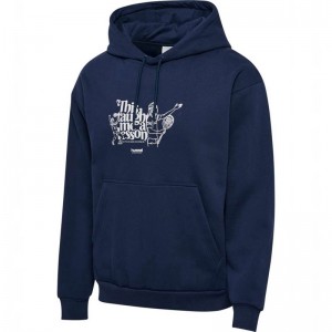 Hummel Loose Lesson Hoodie Herr Marinblå | 280837-420