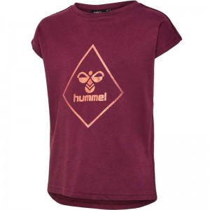 Hummel Luna S/S Hoodie Barn Vinröda | 806845-053