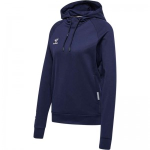 Hummel Move Grid Cotton Hoodie Dam Marinblå | 439440-836