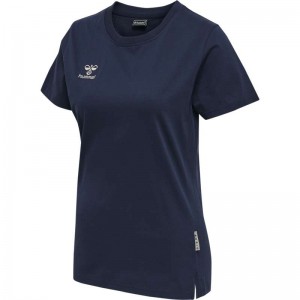 Hummel Move Grid Cotton S/S Wom T-shirt Dam Marinblå | 119313-464
