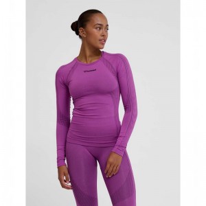Hummel Mt Shaping Seamless L/S T-shirt Dam Lila | 709253-640