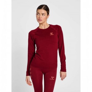 Hummel Ongrid Seamless L/S Wo T-shirt Dam Röda | 333431-188