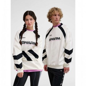 Hummel Oversized Crew Sportswear Swarm Tröjor Herr Vita | 873222-574