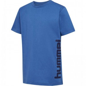 Hummel Print S/S T-shirt Barn Blå | 001390-664