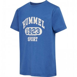 Hummel Print S/S T-shirt Barn Blå | 634794-197