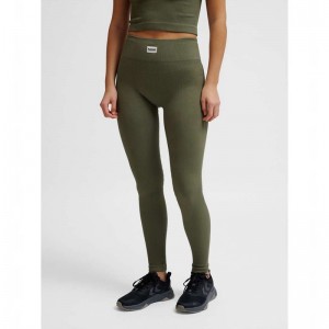 Hummel Pulse Seamless Rib Mw Strumpbyxor Dam Olivgröna | 291302-081