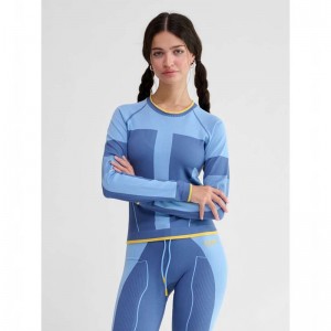 Hummel Seamless Tee Ls T-shirt Dam Blå | 912385-998