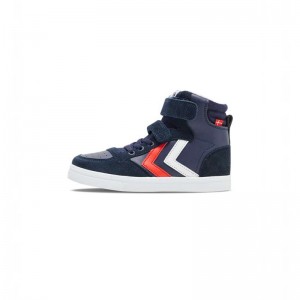 Hummel Slimmer Stadil Leather High Jr Sneakers Barn Marinblå | 290795-929