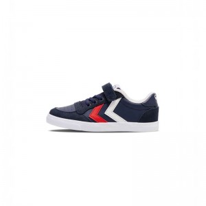 Hummel Slimmer Stadil Leather Low Jr Sneakers Barn Marinblå | 376467-268