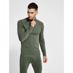 Hummel Stroke Seamless Half Zip Baslager Herr Gröna | 190769-411