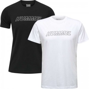 Hummel Te Callum 2-pack Cotton T-shirt Herr Svarta | 592742-824
