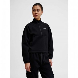 Hummel Tech Fleece Boxy Half Zip Byxor Dam Svarta | 431700-885