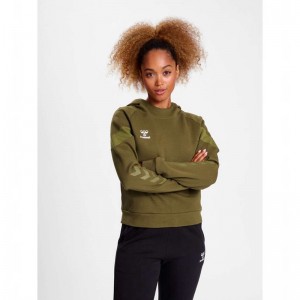 Hummel Travel Sweat Hoodie Dam Olivgröna | 870311-816