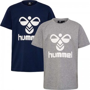 Hummel Tres S/S 2-pk T-shirt Barn Svarta | 718659-622
