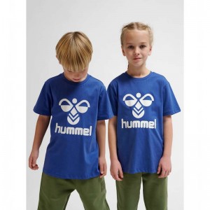 Hummel Tres S/S T-shirt Barn Blå | 770067-249