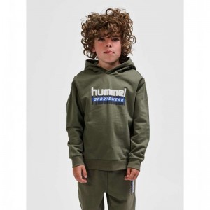 Hummel Tukas Hoodie Barn Olivgröna | 597351-999
