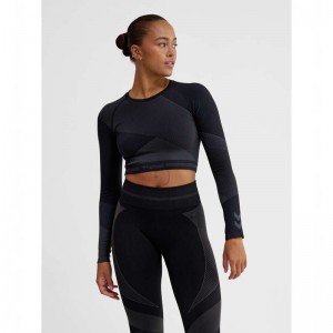 Hummel Unity Seamless Crop L/S T-shirt Dam Svarta | 590172-452