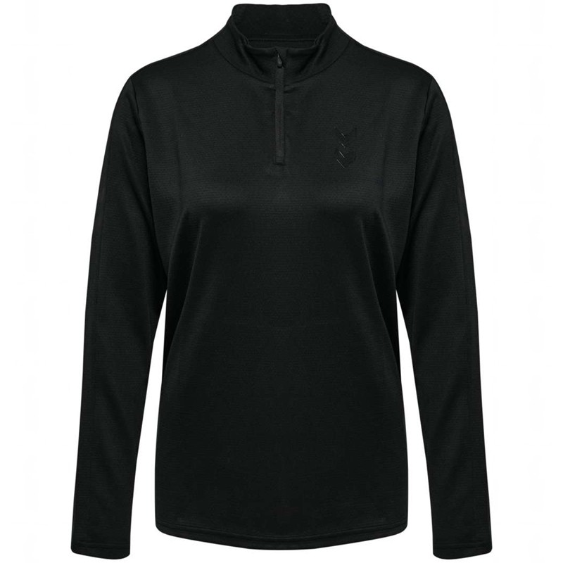 Hummel Active Pl Half Zip T-shirt Dam Svarta | 266307-655