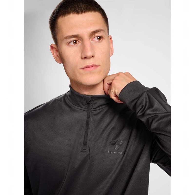 Hummel Active Pl Half Zip T-shirt Herr Svarta | 404747-040