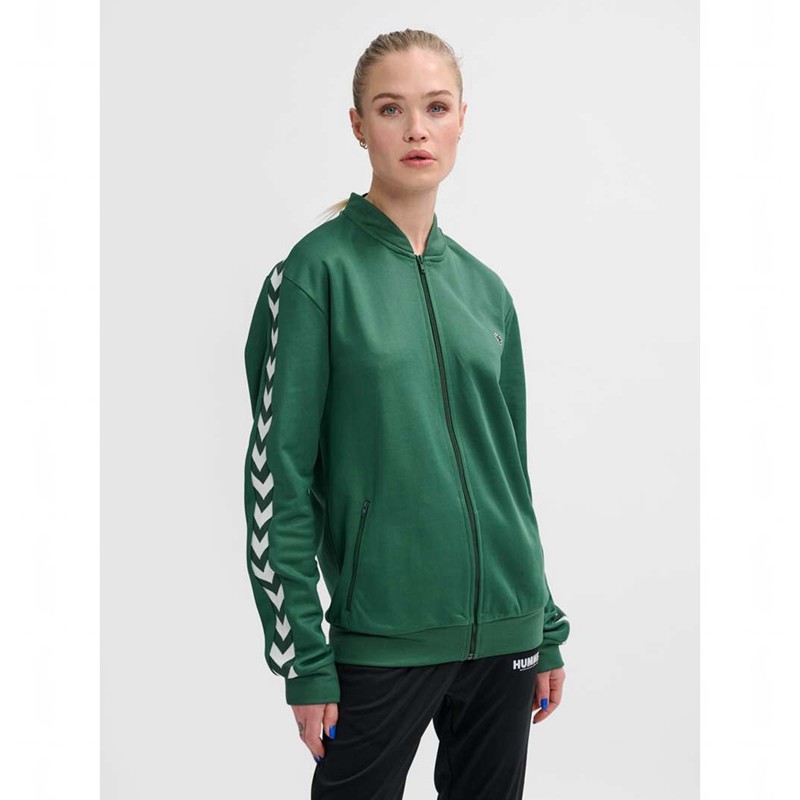 Hummel Archive Regular Poly Zip T-shirt Dam Gröna | 796165-087