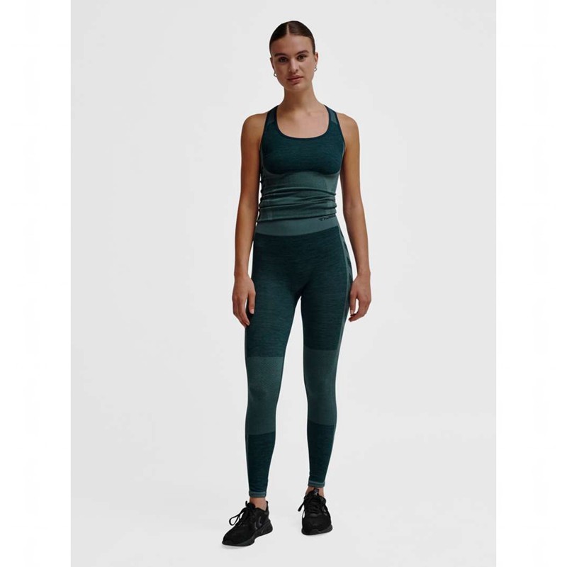 Hummel Clea Seamless Mid Waist Strumpbyxor Dam Gröna | 978668-274