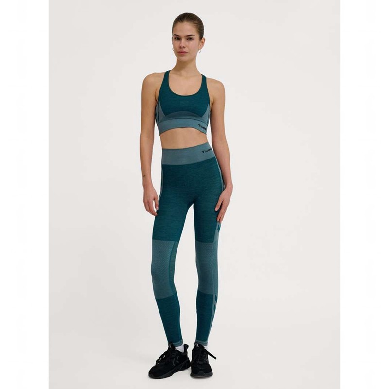 Hummel Clea Seamless Mid Waist Strumpbyxor Dam Blå | 932816-457