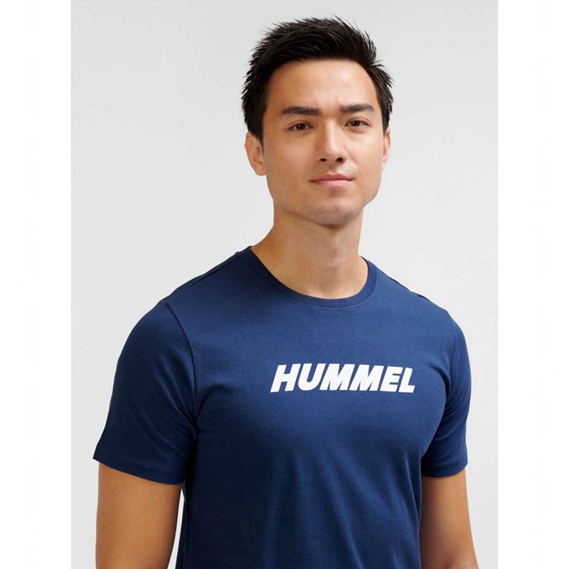Hummel Elemental Logo Cotton T-shirt Herr Marinblå | 570910-207